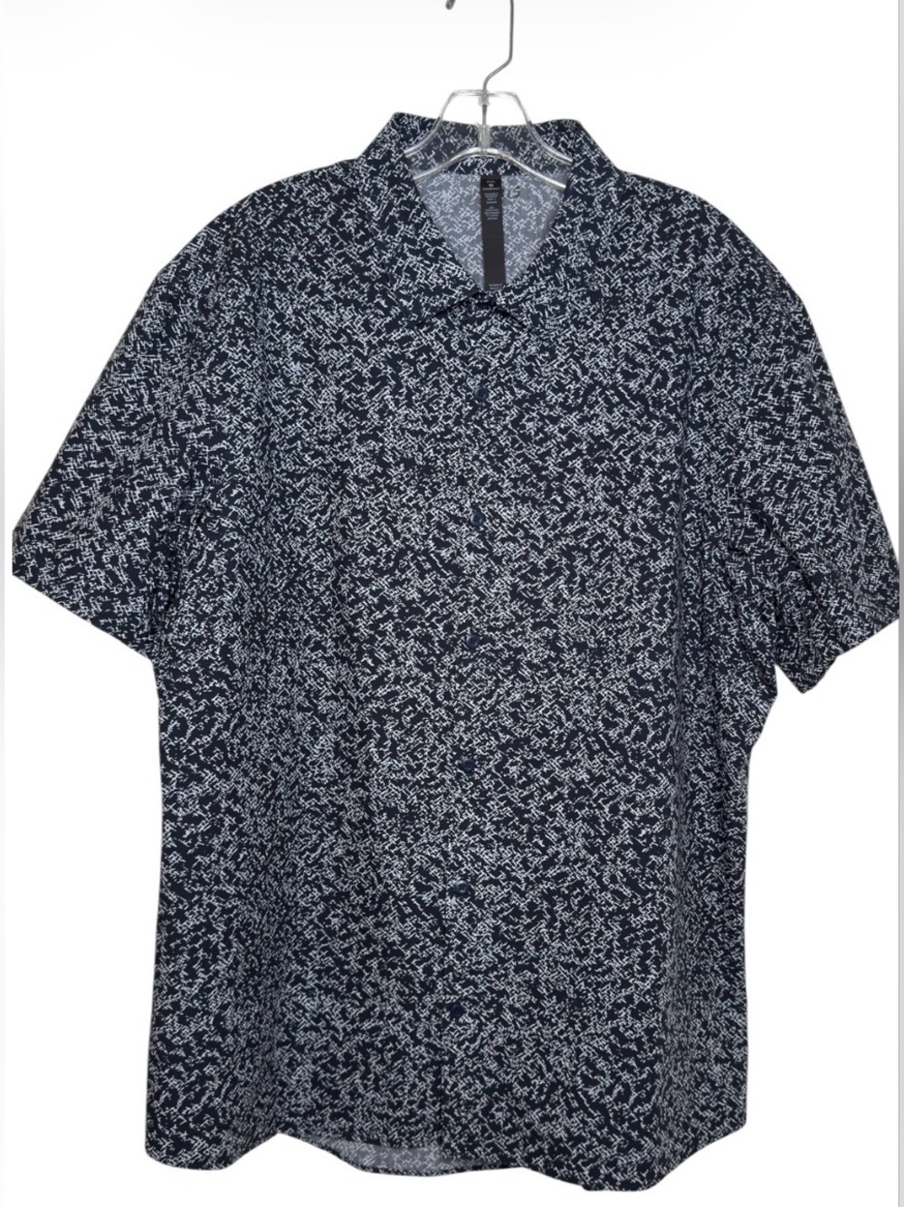 Lululemon Athleta Airing Easy Camp Shirt Textured Navy/White XXL